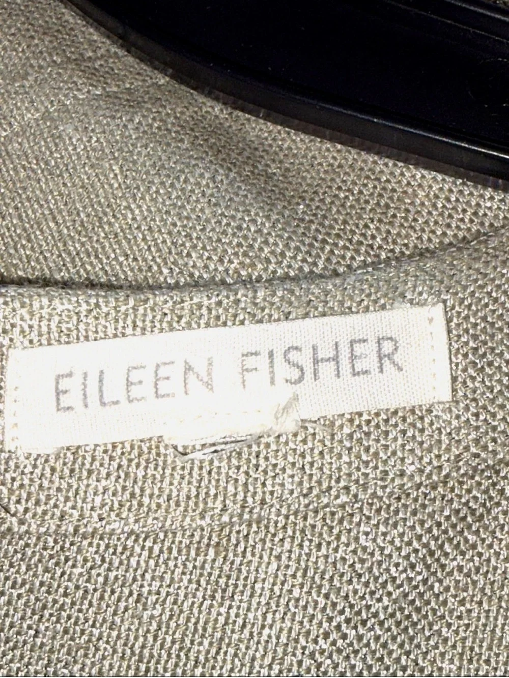 Eileen Fisher M Metallic Shimmer Tunic Dress Champagne Wheat Pockets